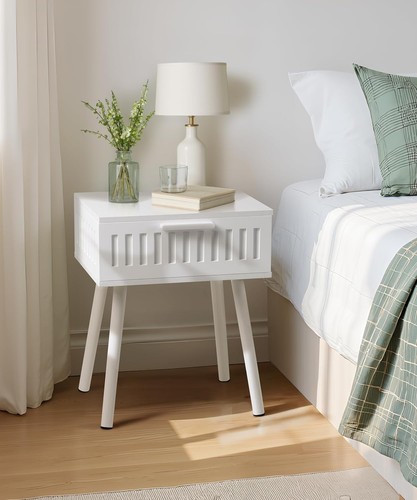 White bedside table modern - bedside, table,