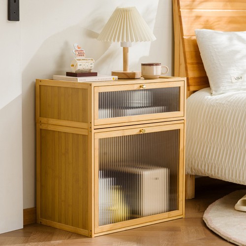 Bamboo bedside table - bedside, locker