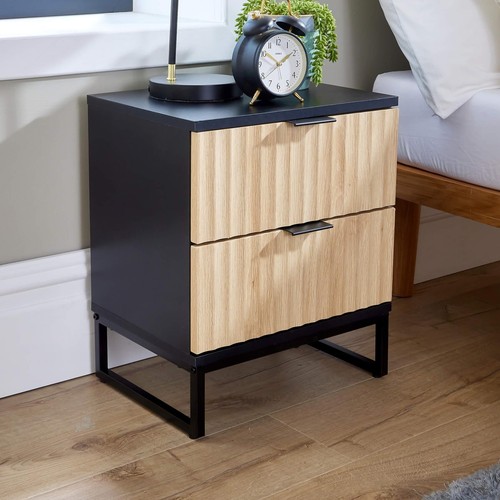 Modern black wood bedside - black,