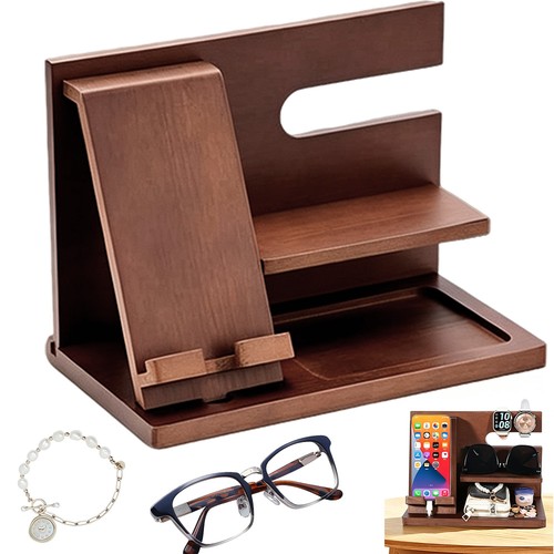 Rustic wood bedside table - wood,