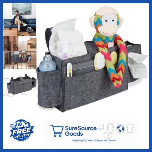 Foldable dark grey bed pocket - dark,