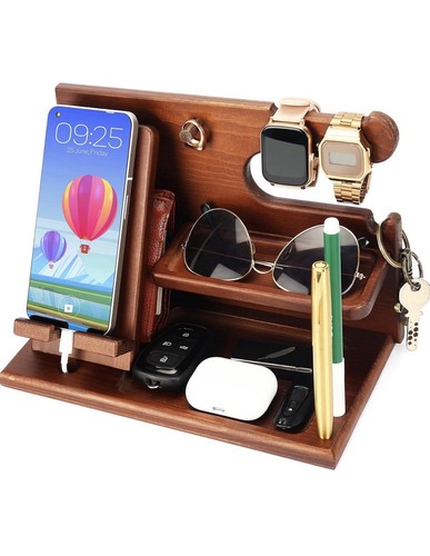 Wooden docking station desktop - wooden,