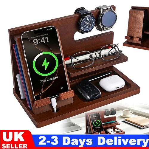 Wooden docking station desktop - wooden,