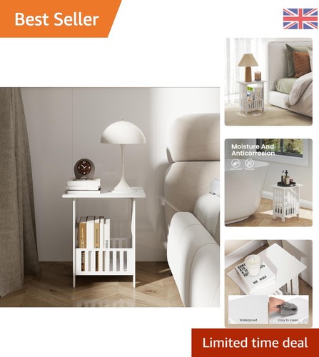 Compact white bedside table - compact,