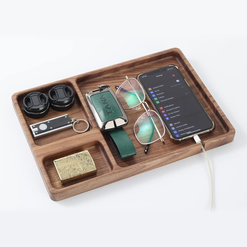 Walnut wood valet tray - walnut,