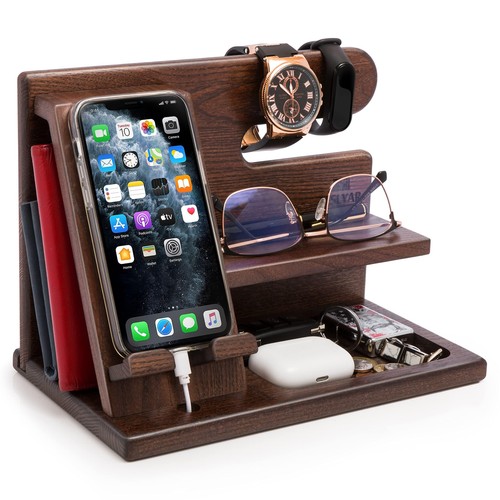 Wooden docking station desktop - wooden,