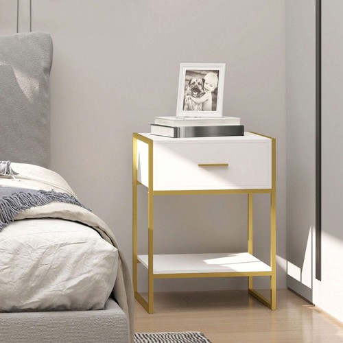 White gold bedside table - gold,