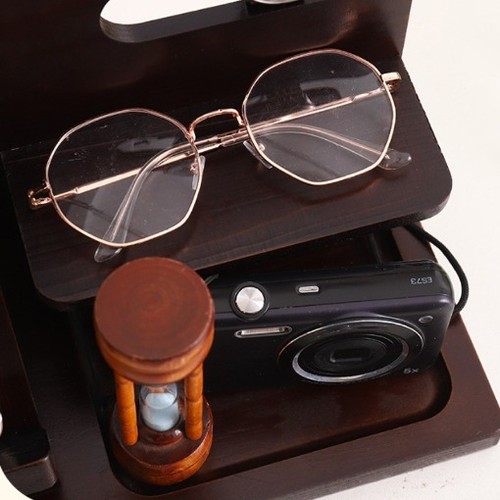 Wooden docking station desktop - station,